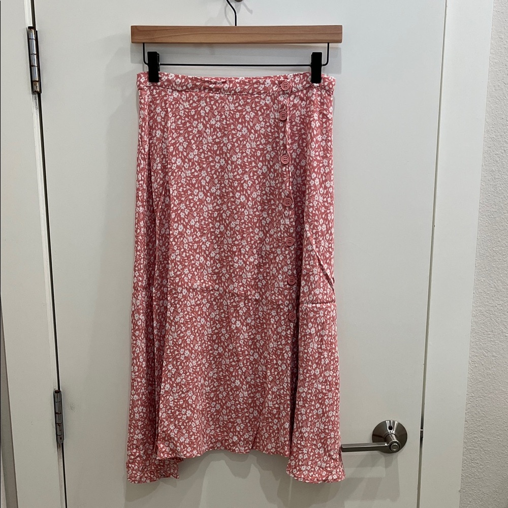 Elegant Floral Midi Skirt in Pink